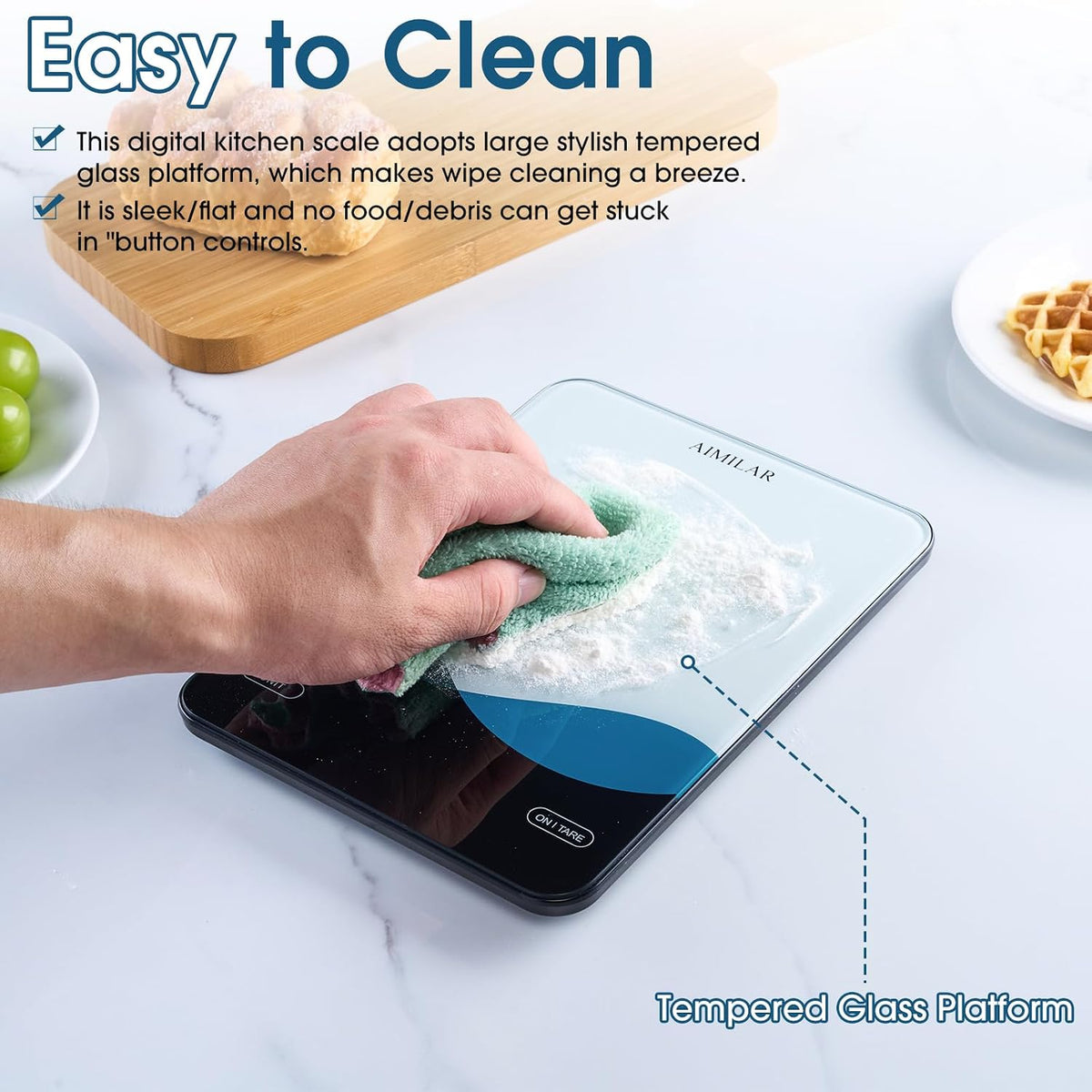 Bluetooth Smart Kitchen Scale 10kg/22lb - Nutrition Food Scale with App Calorie & Macro Tracker, 19+ Nutrients Analysis, USB-C Rechargeable, Tempered Glass, LED Display