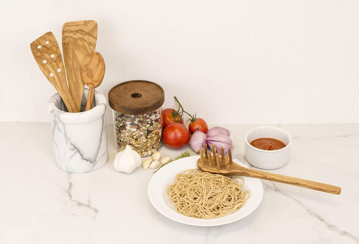 Eddington 50016 Italian Olive Wood Pasta Server, Handcrafted in Europe, Brown, 12-Inches