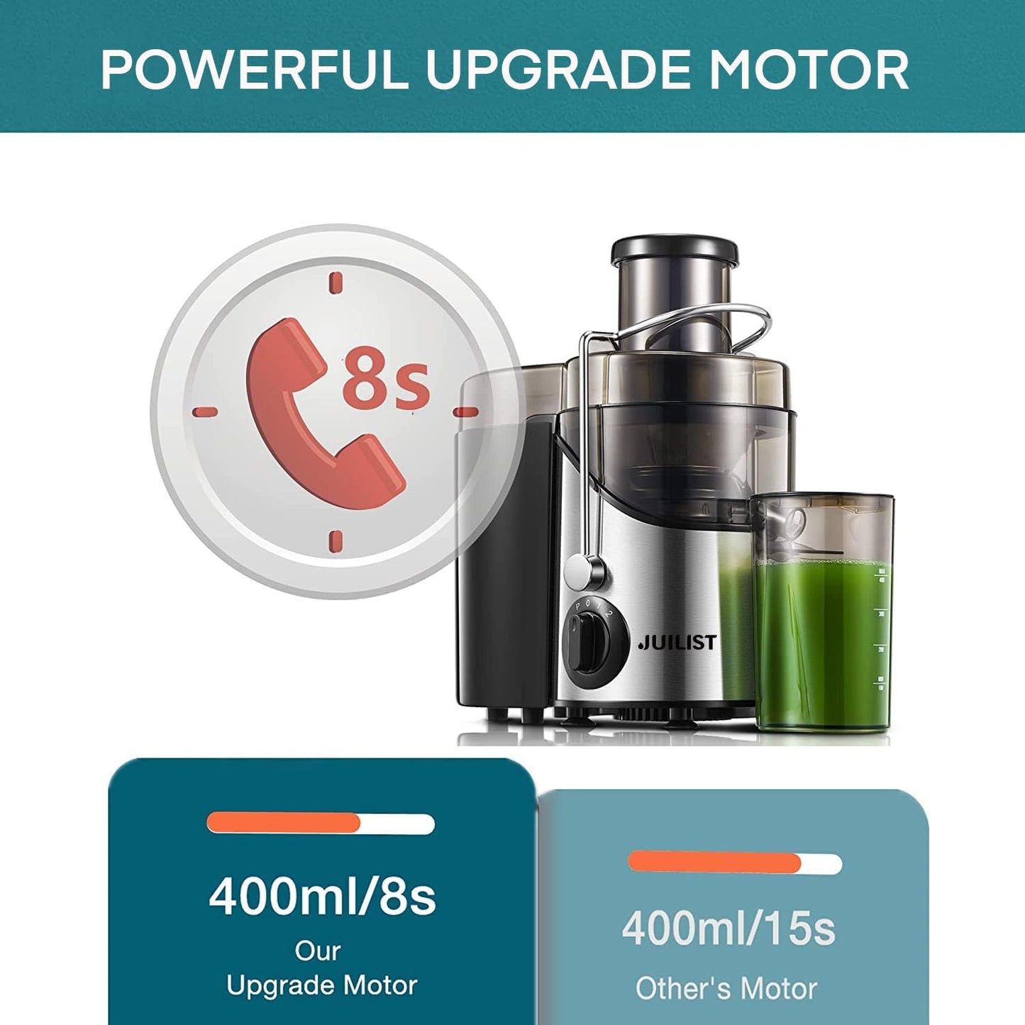 Juicer Machines, Juilist 3" Wide Mouth, Max 800W, 3-Speed 400W Easy-Clean | Max power 800W