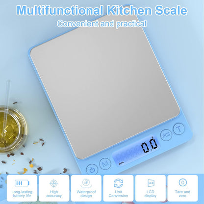 Digital Food Kitchen Scale Upgraded, 3000g/0.1g High Accuracy Mini Pocket Scale Measures in Grams and oz for Cooking, Baking, Jewelry, Tare Function,2 Trays, LCD Display (Batteries Included)