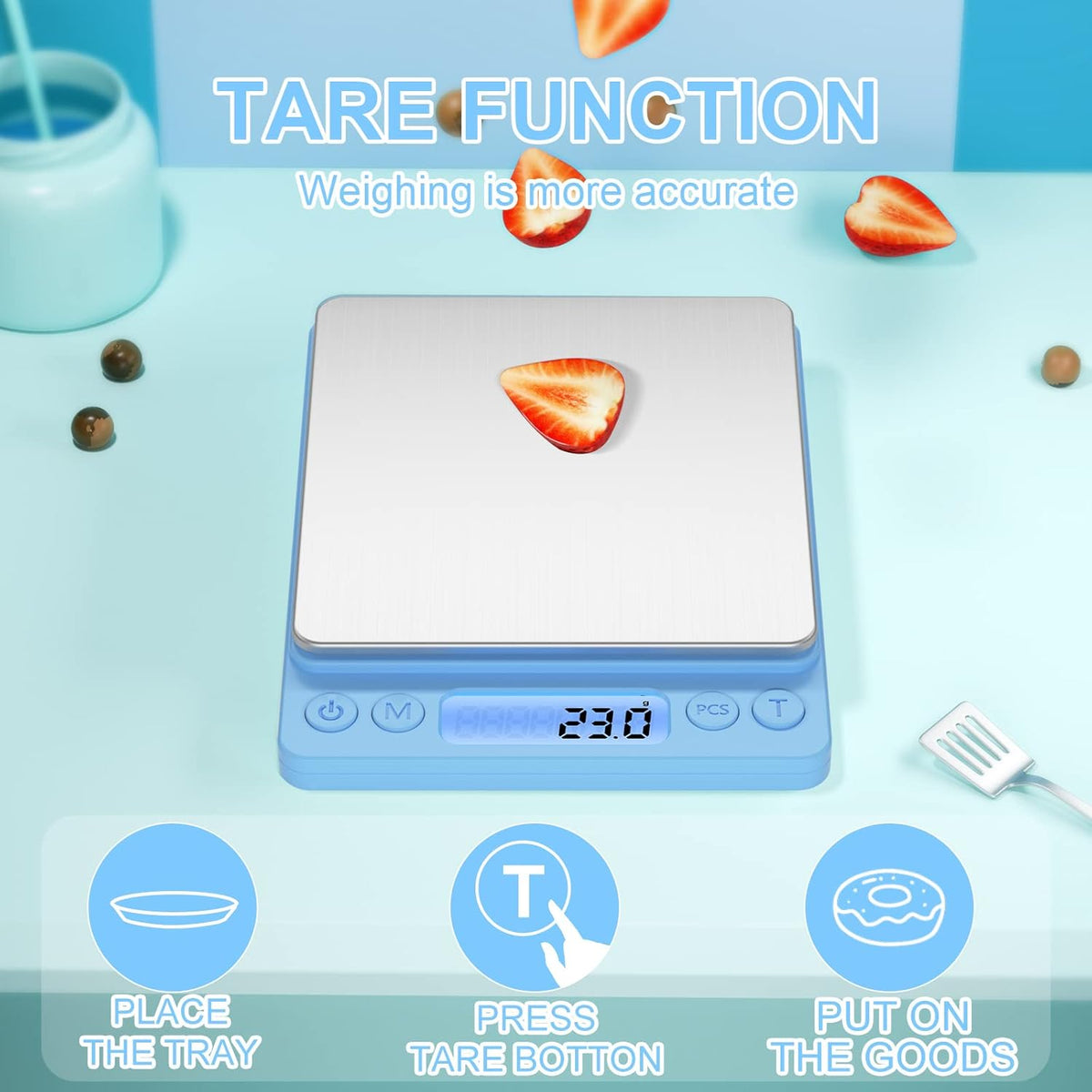 Digital Food Kitchen Scale Upgraded, 3000g/0.1g High Accuracy Mini Pocket Scale Measures in Grams and oz for Cooking, Baking, Jewelry, Tare Function,2 Trays, LCD Display (Batteries Included)