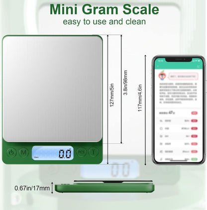 Digital Food Kitchen Scale Upgraded, 3000g/0.1g High Accuracy Mini Pocket Scale Measures in Grams and oz for Cooking, Baking, Jewelry, Tare Function,2 Trays, LCD Display (Batteries Included)