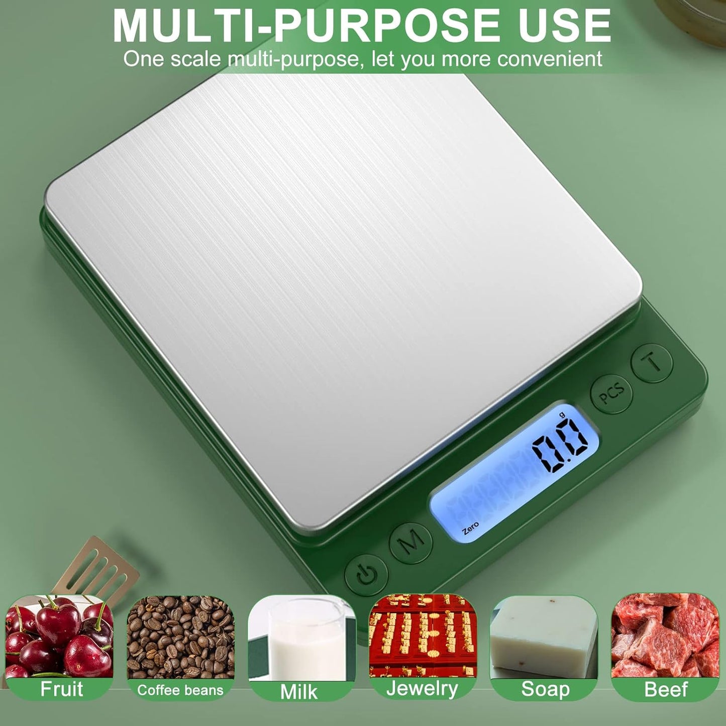 Digital Food Kitchen Scale Upgraded, 3000g/0.1g High Accuracy Mini Pocket Scale Measures in Grams and oz for Cooking, Baking, Jewelry, Tare Function,2 Trays, LCD Display (Batteries Included)