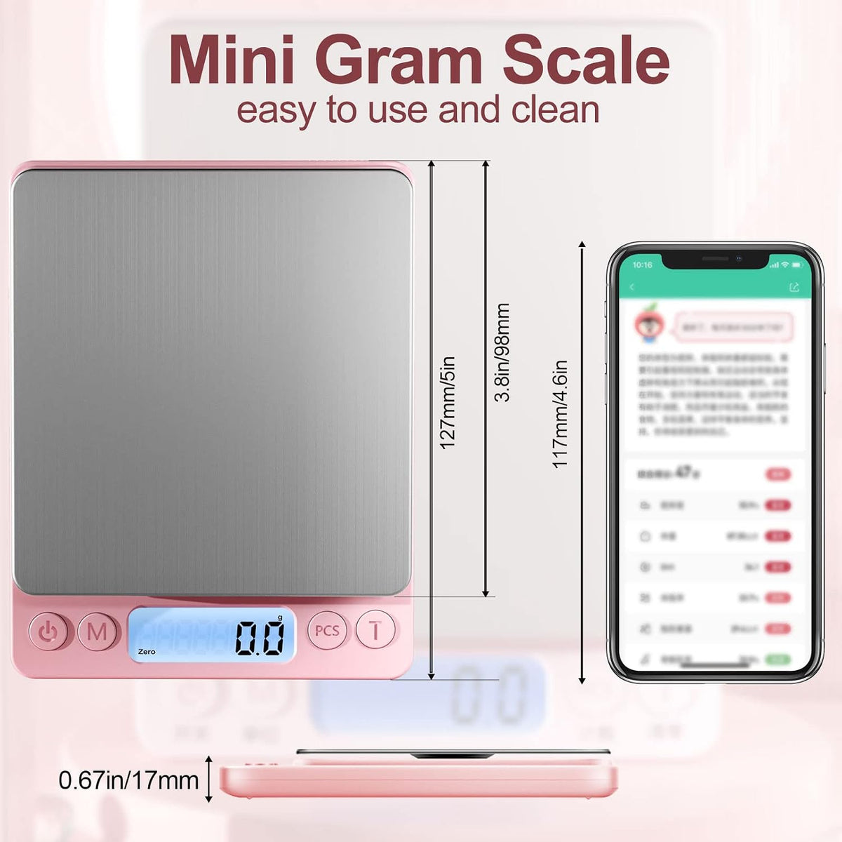 Digital Food Kitchen Scale Upgraded, 3000g/0.1g High Accuracy Mini Pocket Scale Measures in Grams and oz for Cooking, Baking, Jewelry, Tare Function,2 Trays, LCD Display (Batteries Included)