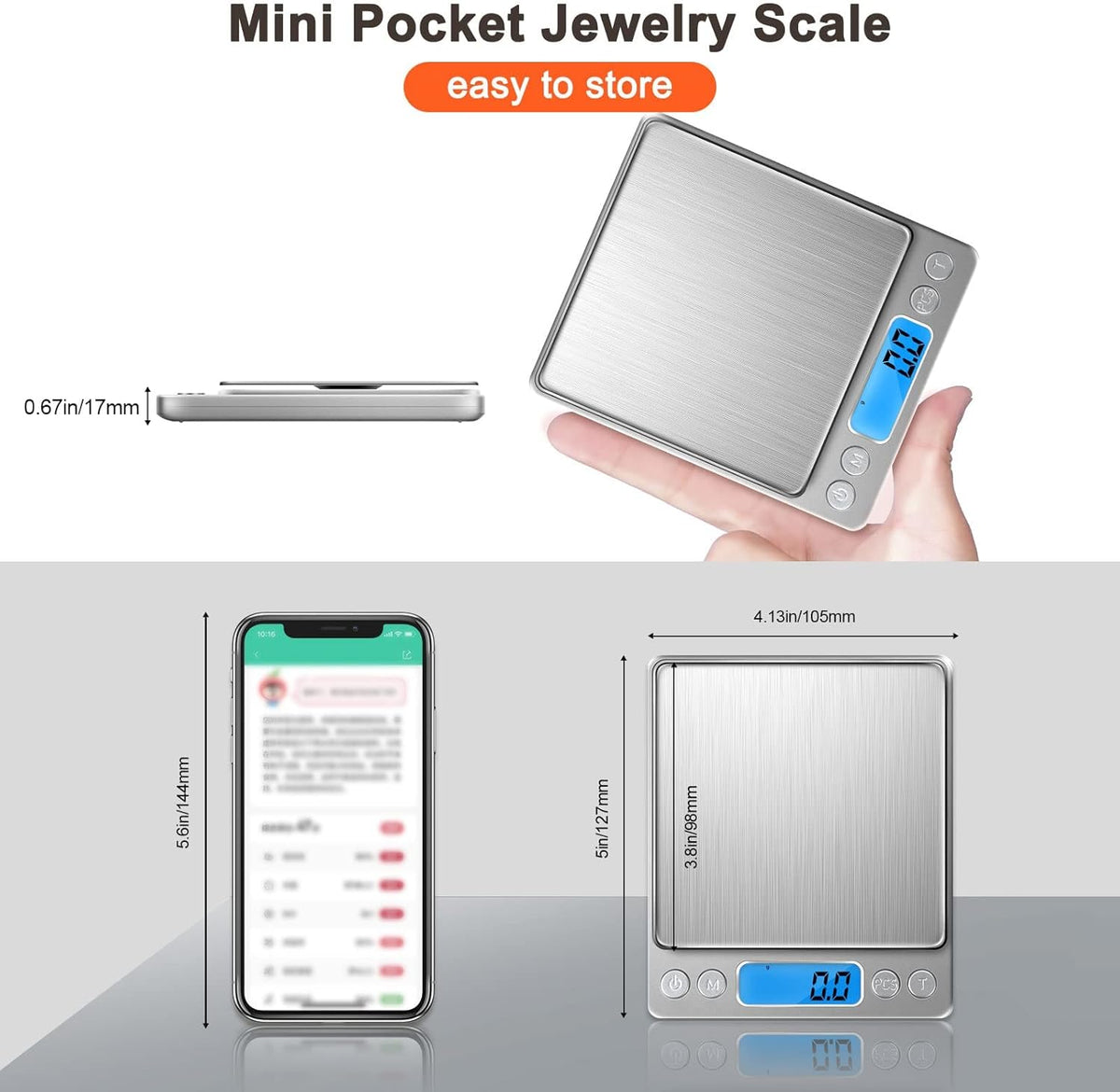 Digital Food Kitchen Scale Upgraded, 3000g/0.1g High Accuracy Mini Pocket Scale Measures in Grams and oz for Cooking, Baking, Jewelry, Tare Function,2 Trays, LCD Display (Batteries Included)