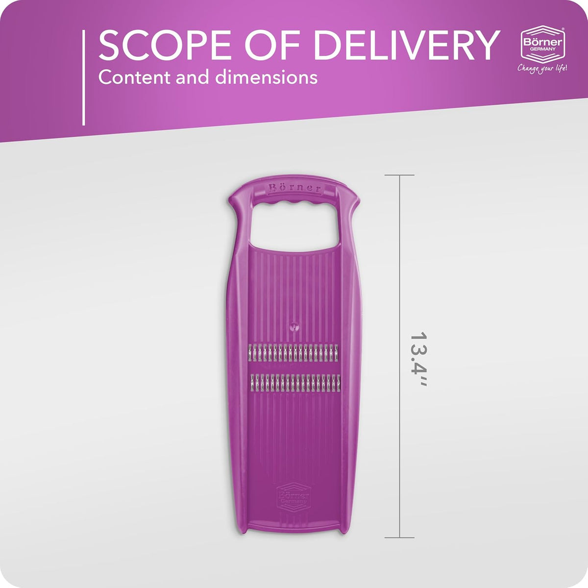BORNER Roko PowerLine | Vegetable Grater - Quality Made in Germany, Color:Orange