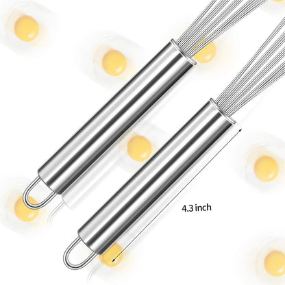 2 Pieces Stainless Steel Ball Whisk Wire Egg Whisk Set