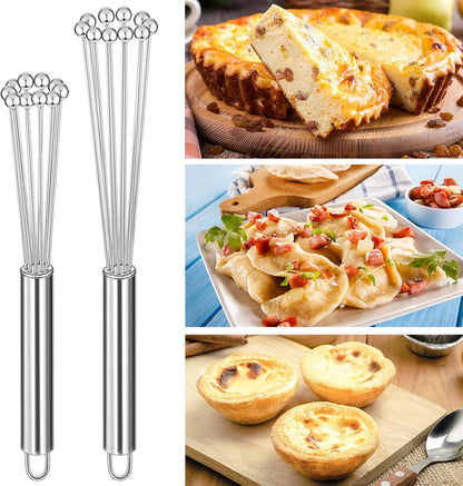 2 Pieces Stainless Steel Ball Whisk Wire Egg Whisk Set