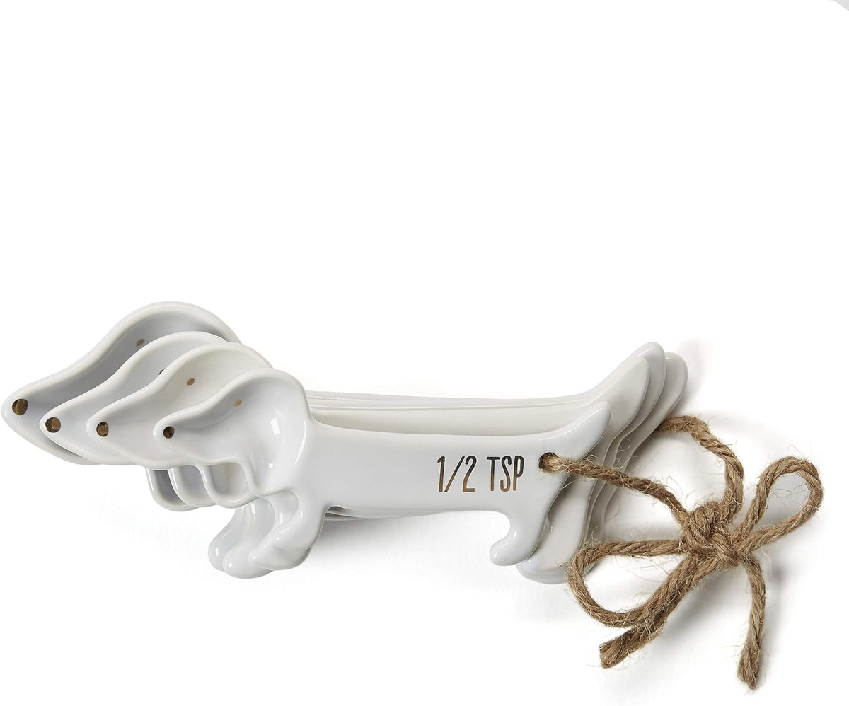 White Cat Measuring Cups & Spoons Gift Set – Ceramic Kitchen Tools for Cat Lovers & Bakers – 4 Measuring Cups and 4 Measuring Spoons – Unique Gift for Kitchen, Baking, and Cat Lovers