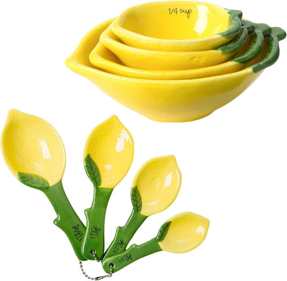 White Cat Measuring Cups & Spoons Gift Set – Ceramic Kitchen Tools for Cat Lovers & Bakers – 4 Measuring Cups and 4 Measuring Spoons – Unique Gift for Kitchen, Baking, and Cat Lovers