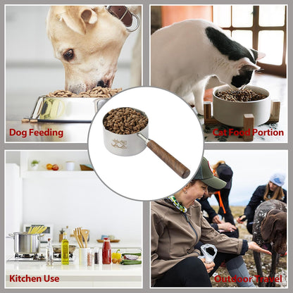 Dog Cat Food Scoop Measuring Cup, Stainless Steel 1 Cup Measuring Cup, Precision Scale Measurements