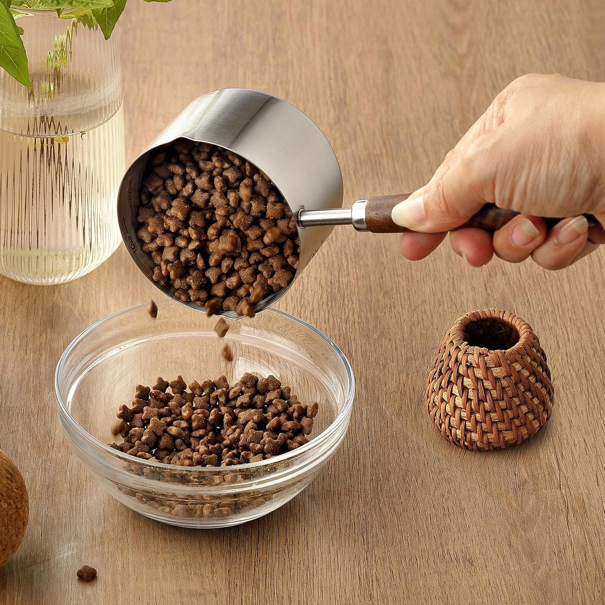 Dog Cat Food Scoop Measuring Cup, Stainless Steel 1 Cup Measuring Cup, Precision Scale Measurements