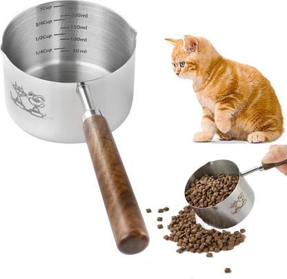 Dog Cat Food Scoop Measuring Cup, Stainless Steel 1 Cup Measuring Cup, Precision Scale Measurements