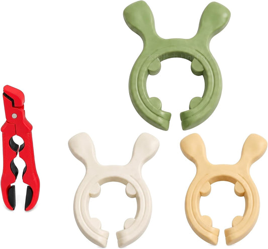 Silicone Pot Holders and Silicone Utensil Rest Set, White+Green+Yellow+High-Quality 3-in-1 Anti-Scald Pot Clip, Spoon Holder for Pot and Pot Handle Kitchen Gadgets
