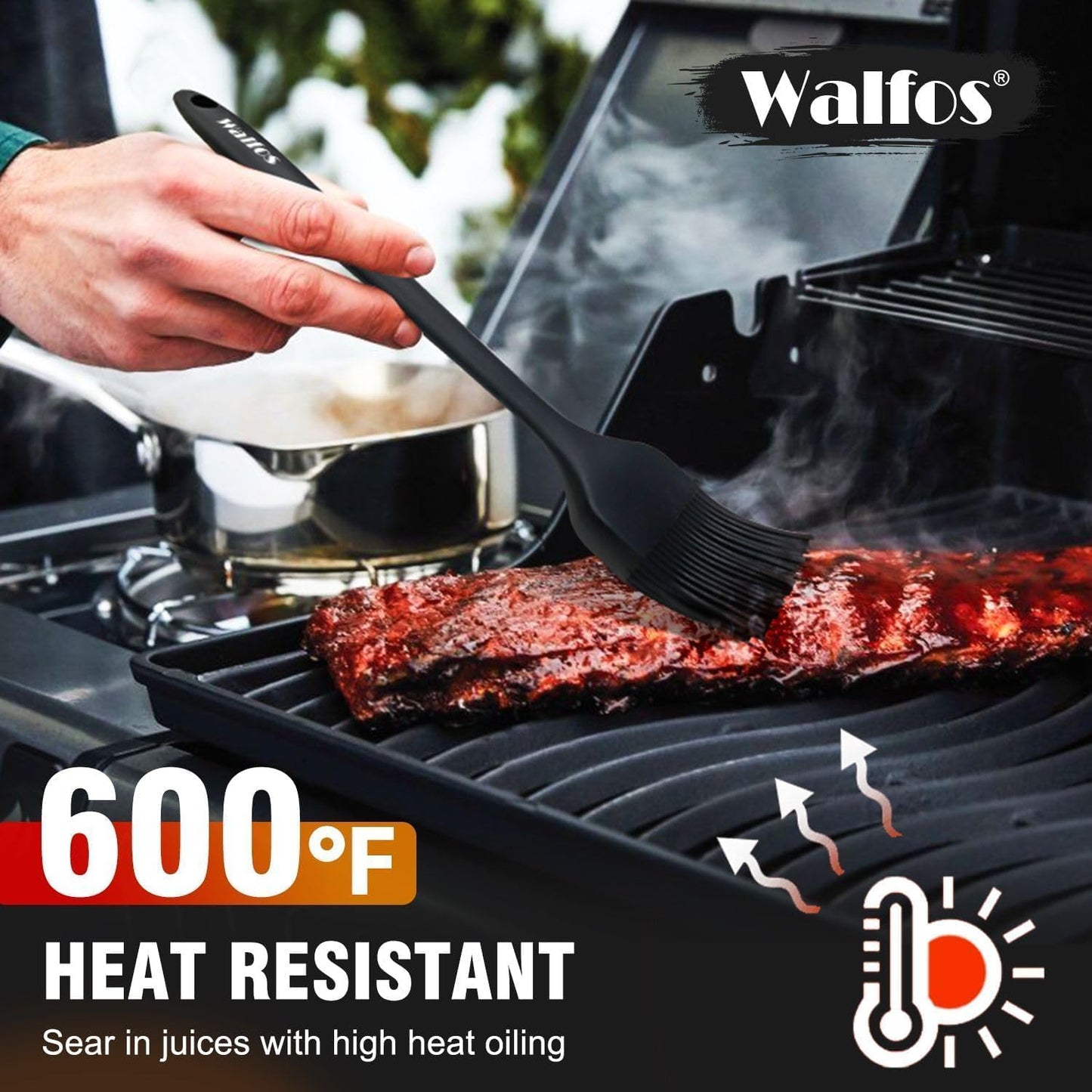 600°F Heat Resistant Silicone Basting Brushes BPA Free Pastry Brush, Spread Oil Butter Sauce for BBQ Grill Baking Kitchen Cooking, Dishwasher Safe (2 SIZE)