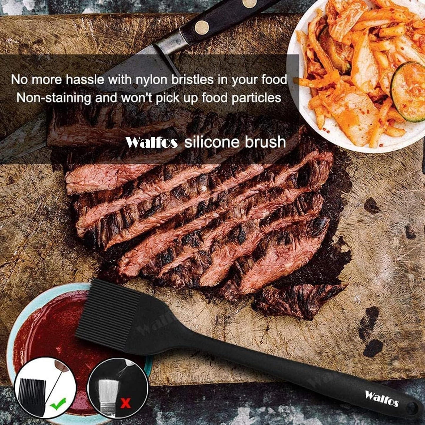 600°F Heat Resistant Silicone Basting Brushes BPA Free Pastry Brush, Spread Oil Butter Sauce for BBQ Grill Baking Kitchen Cooking, Dishwasher Safe (2 SIZE)