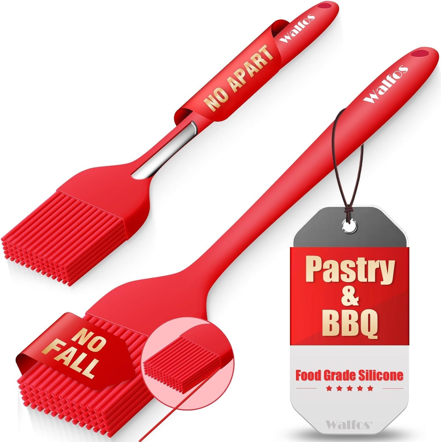 600°F Heat Resistant Silicone Basting Brushes BPA Free Pastry Brush, Spread Oil Butter Sauce for BBQ Grill Baking Kitchen Cooking, Dishwasher Safe (2 SIZE)