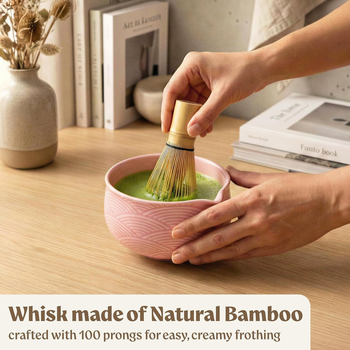 Matcha Whisk Set, 7 Pcs Matcha Kit with Bowl - Sakura Pink