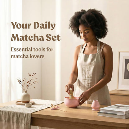 Matcha Whisk Set, 7 Pcs Matcha Kit with Bowl - Sakura Pink