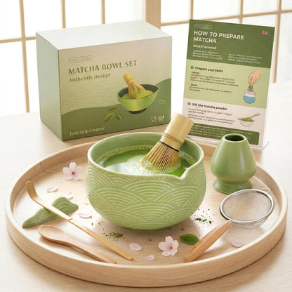 Matcha Whisk Set, 7 Pcs Matcha Kit with Bowl - Sakura Pink