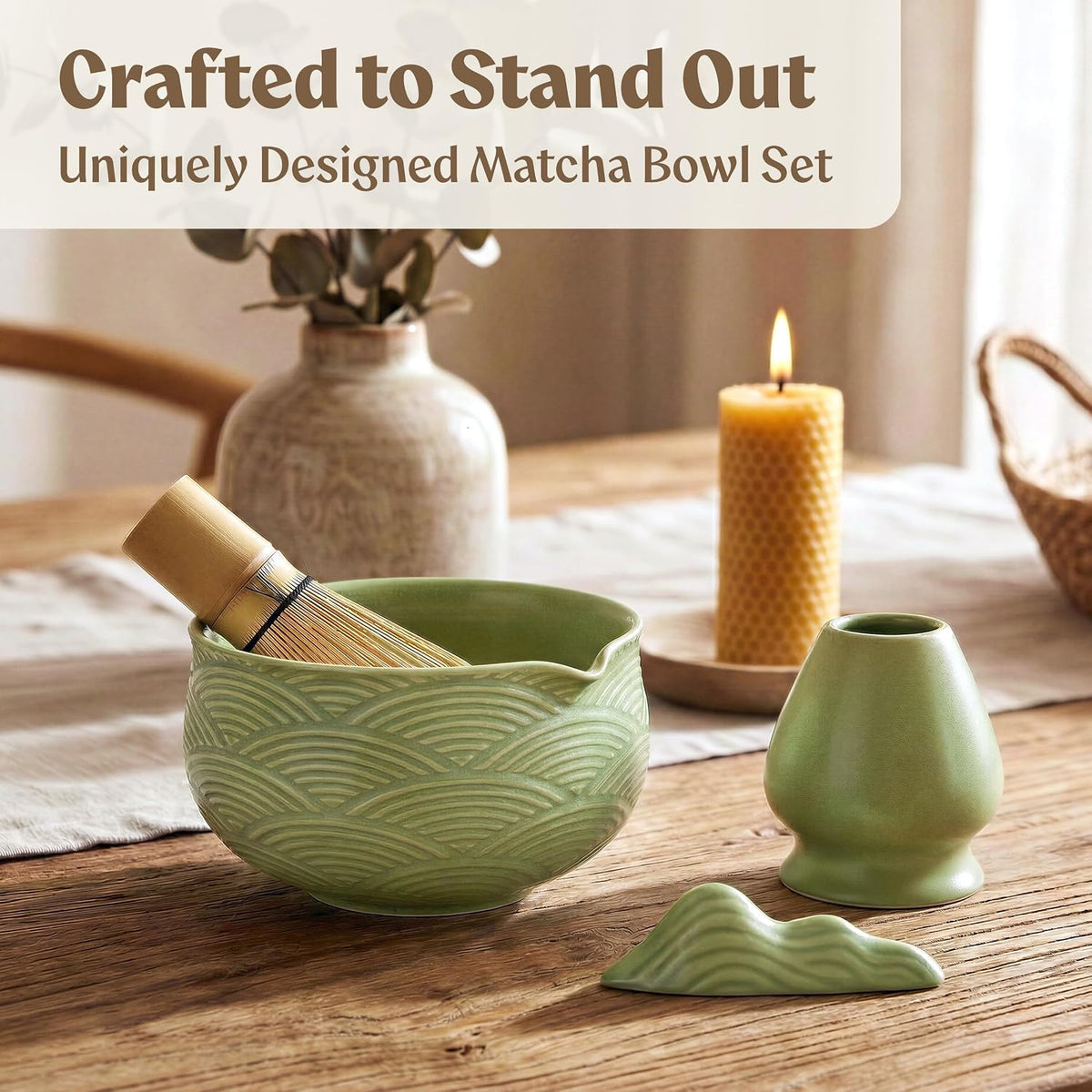 Matcha Whisk Set, 7 Pcs Matcha Kit with Bowl - Sakura Pink