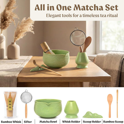 Matcha Whisk Set, 7 Pcs Matcha Kit with Bowl - Sakura Pink