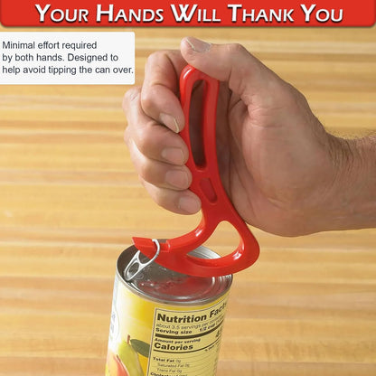 Pull Tab Can Opener - Manual Ring Pull Can Tab Opener - Easy Open Can Opener for Seniors, Protecting Nails or Arthritis - Dishwasher Safe Can Tab Opener Tool for Kitchen and Outdoors - Red