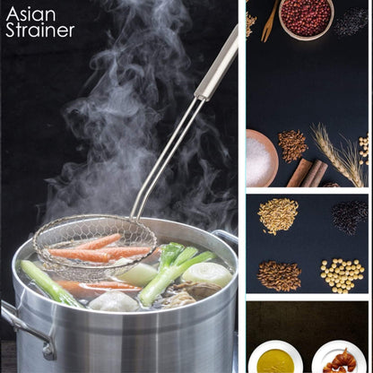 Best Utensils Asian Kitchen Stainless Steel Spider Strainer Professional Wire Skimmer with Spiral Mesh (7-Inch Strainer Basket)