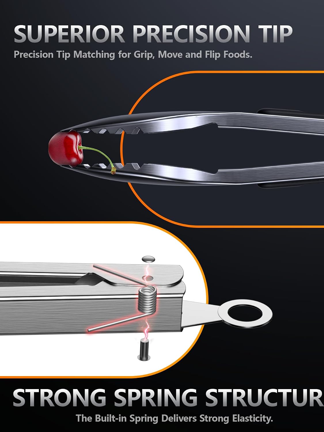 Good Grip Cooking Tongs with Silicone Tips, Set of 3-7" 9" and 12" | 600ºF Heat Resistant, 5-Layer Heavy Duty Stainless Steel, Pull Lock, Non Stick - Kitchen Tongs for Salad, Cooking and Frying
