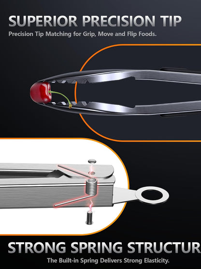 Good Grip Cooking Tongs with Silicone Tips, Set of 3-7" 9" and 12" | 600ºF Heat Resistant, 5-Layer Heavy Duty Stainless Steel, Pull Lock, Non Stick - Kitchen Tongs for Salad, Cooking and Frying