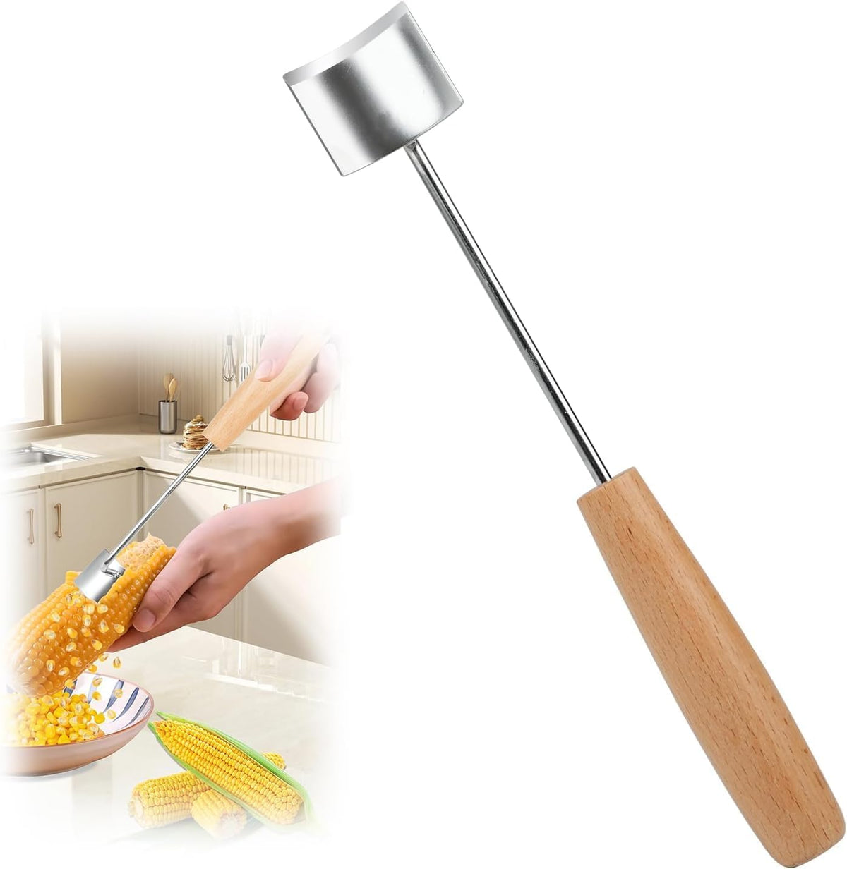 Stainless Steel Corn Peeler - Premium Corn Kernel Remover Tool for Corn on The Cob, Cob Corn Stripper, Heavy Duty Stainless Steel Handle, Kitchen Gadget for Home & Professional Use