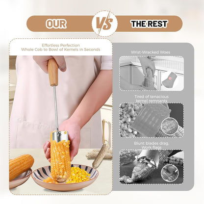 Stainless Steel Corn Peeler - Premium Corn Kernel Remover Tool for Corn on The Cob, Cob Corn Stripper, Heavy Duty Stainless Steel Handle, Kitchen Gadget for Home & Professional Use