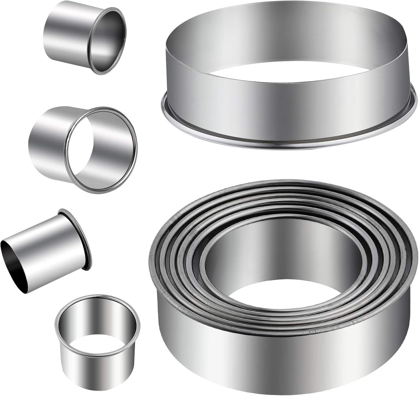 Round Cookie Cutters Set 12 Pieces Bistcuit Cookie Cutters Circle Pastry Cutters Round Donut Ring Molds for Baking for Pastries Doughs Doughnuts