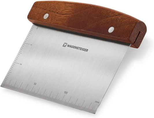 Stainless Steel Dough Scraper with Wooden Handle | Bench Scraper for Bread & Pizza Dough, Pastry Cutter, Chopper | Heavy-Duty Baking Tool for Kitchen Prep, Griddle Cleaning & Pastry Making
