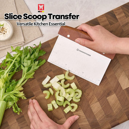 Stainless Steel Dough Scraper with Wooden Handle | Bench Scraper for Bread & Pizza Dough, Pastry Cutter, Chopper | Heavy-Duty Baking Tool for Kitchen Prep, Griddle Cleaning & Pastry Making