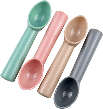 4PCS Plastic Ice Cream Scoop Ice Scoop Holder Melon Baller Scoop Ice Cream Scooper Cookie Scoop for Ice Cream Fruit Watermelon Spoon and Other Kitchen Tools (Rose Red Pink Green Grey)