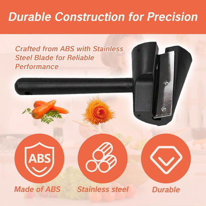 1 PCS Carrot Cutter Tool Curler Peeler Spiral Black Fruits Slicer and Vegetable Decoration Tools for Chef Garnishing Tool Set with Sharpener Spiral Shred Slicer for Carrots Cucumbers and More
