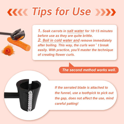 1 PCS Carrot Cutter Tool Curler Peeler Spiral Black Fruits Slicer and Vegetable Decoration Tools for Chef Garnishing Tool Set with Sharpener Spiral Shred Slicer for Carrots Cucumbers and More