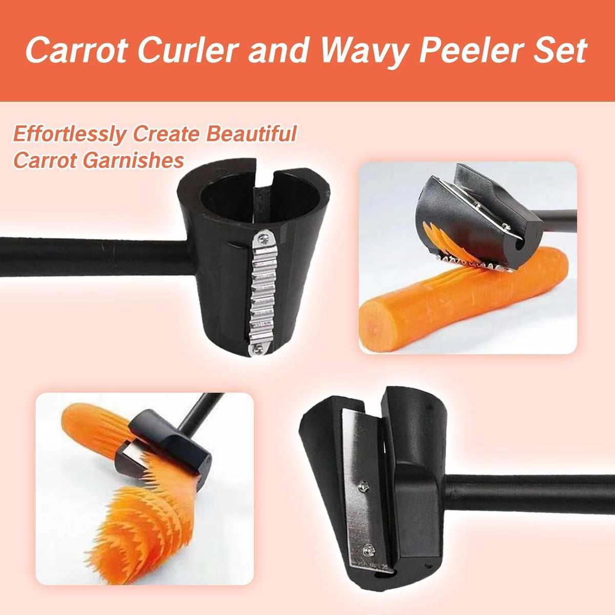 1 PCS Carrot Cutter Tool Curler Peeler Spiral Black Fruits Slicer and Vegetable Decoration Tools for Chef Garnishing Tool Set with Sharpener Spiral Shred Slicer for Carrots Cucumbers and More