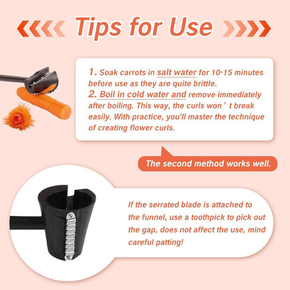 1 PCS Carrot Cutter Tool Curler Peeler Spiral Black Fruits Slicer and Vegetable Decoration Tools for Chef Garnishing Tool Set with Sharpener Spiral Shred Slicer for Carrots Cucumbers and More