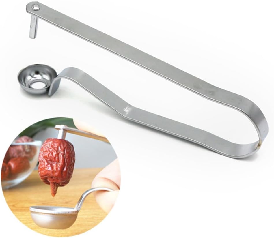 Stainless Steel Cherry Pitter and Jujube Core Remover, Easy to Use Kitchen Gadget for Cherries, Dates, Olives, and Small Fruits, 6.77 Inch
