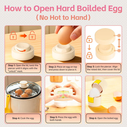 Upgraded 2 in 1 Egg Shell Opener, Hard Boiled Egg Peeler with Piercer, Cute Egg Cracker for Raw Eggs, Egg Separator for Home Kitchen Gadgets Tool (Yellow+Beige）