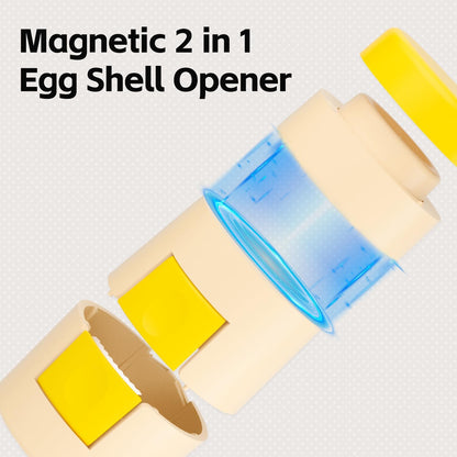 Upgraded 2 in 1 Egg Shell Opener, Hard Boiled Egg Peeler with Piercer, Cute Egg Cracker for Raw Eggs, Egg Separator for Home Kitchen Gadgets Tool (Yellow+Beige）
