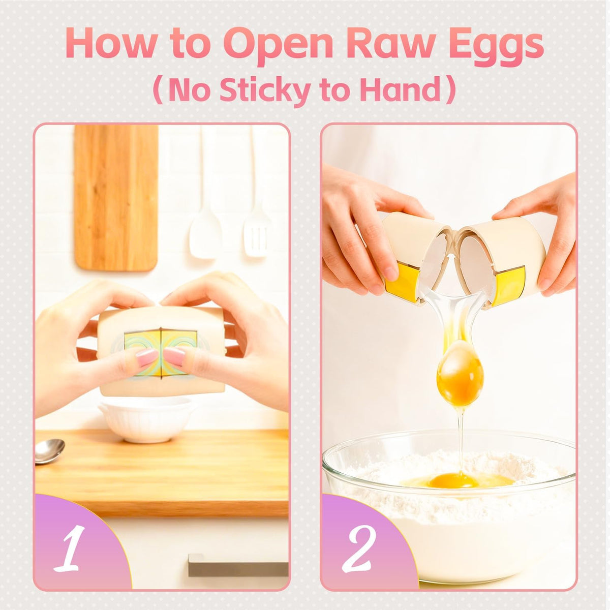 Upgraded 2 in 1 Egg Shell Opener, Hard Boiled Egg Peeler with Piercer, Cute Egg Cracker for Raw Eggs, Egg Separator for Home Kitchen Gadgets Tool (Yellow+Beige）