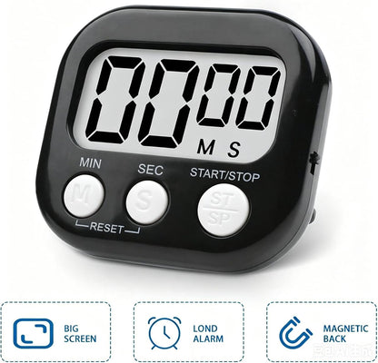 Digital Kitchen Timer, Big Display Screen, Loud Alarm, Strong Magnetic Backing Stand, Cooking Baking Kids Classroom Teacher Game Timers, Minute Seconds Count Up Countdown and Simple Operation(4 Pack)
