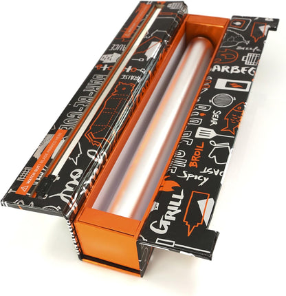 BBQ Tools Refillable Foil Dispenser - One 12"x 30' Roll of Professional Grade Aluminum Foil - Reusable Dispenser w/Slide Cutter - Kosher Certified - Reduces Waste & Saves Money