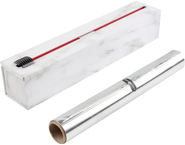 BBQ Tools Refillable Foil Dispenser - One 12"x 30' Roll of Professional Grade Aluminum Foil - Reusable Dispenser w/Slide Cutter - Kosher Certified - Reduces Waste & Saves Money