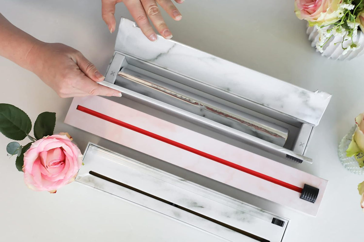 BBQ Tools Refillable Foil Dispenser - One 12"x 30' Roll of Professional Grade Aluminum Foil - Reusable Dispenser w/Slide Cutter - Kosher Certified - Reduces Waste & Saves Money
