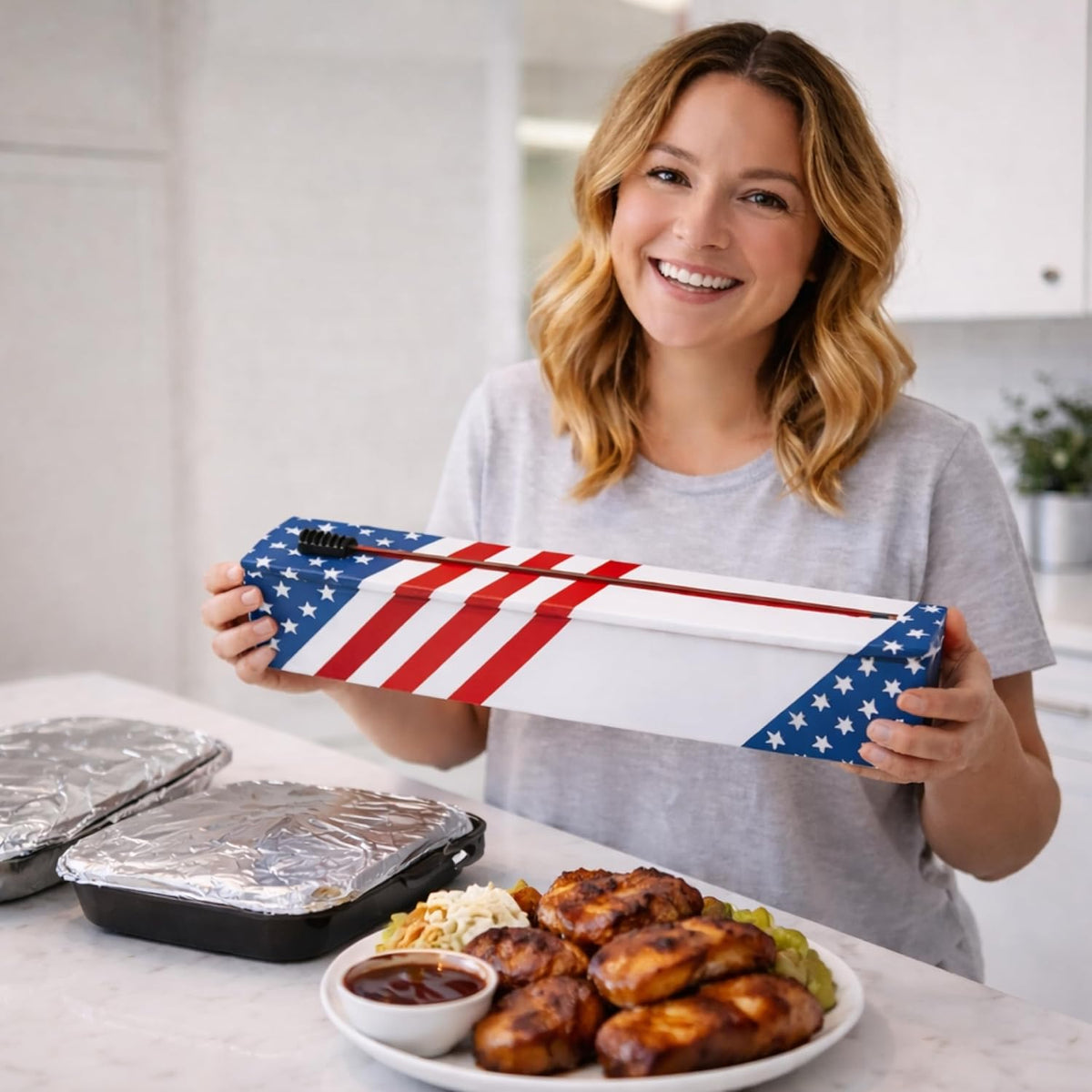 BBQ Tools Refillable Foil Dispenser - One 12"x 30' Roll of Professional Grade Aluminum Foil - Reusable Dispenser w/Slide Cutter - Kosher Certified - Reduces Waste & Saves Money