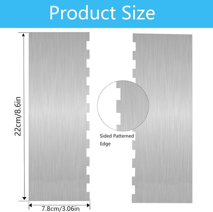 Stainless Steel Cake Scraper, Cake Decorating Comb Large Double Sided Patterned Edge Stripe Edge Smoother Scraper for Pastry Cut and Mousse Butter Cream Cake Decoration